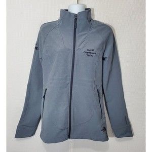 The North Face Womens Jacket Medium Tech Stretch Soft Shell Gray Embroidered